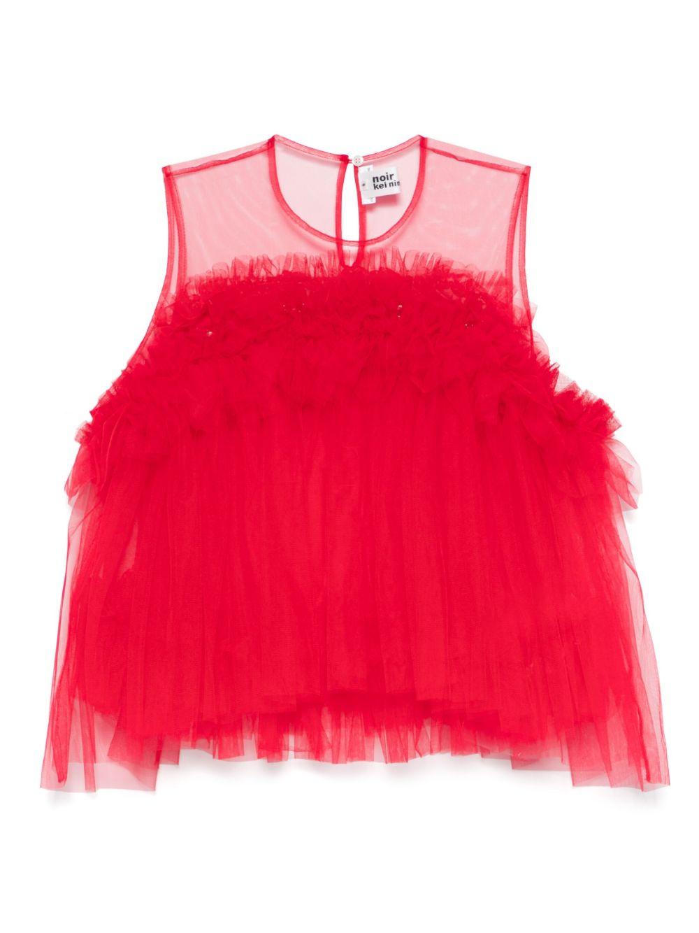 Blusa in tulle con volant 3OB003S25 2 RED NOIR KEI NINOMIYA 