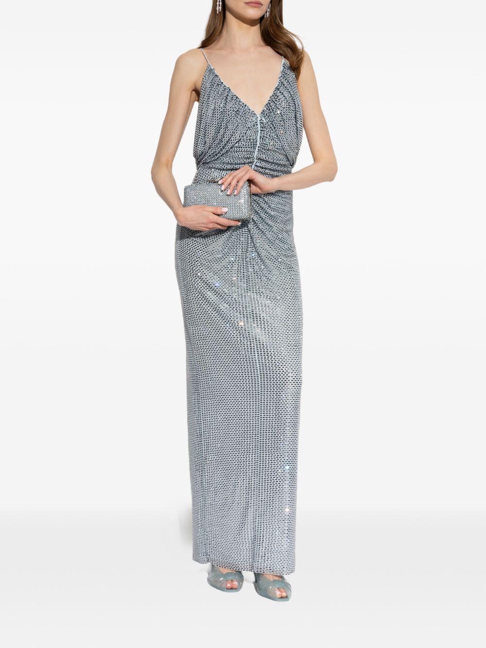 Maxi Abito In Mesh Con Cristalli SS26161XABL BLUE SELF-PORTRAIT 
