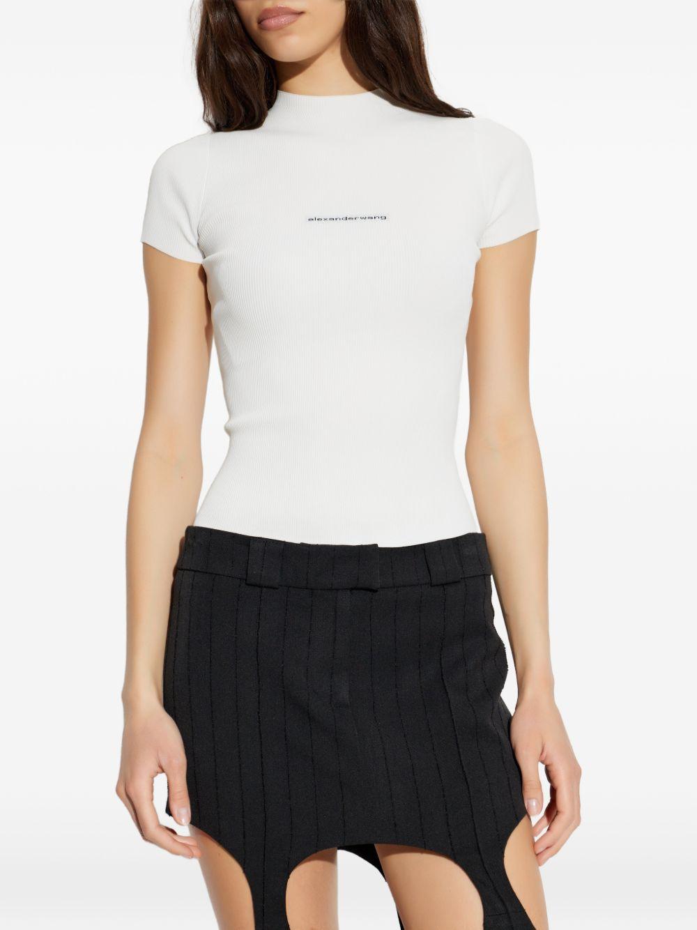 Crewneck Top Jacquard Logo 1KC2261037 100 WHITE ALEXANDER WANG 