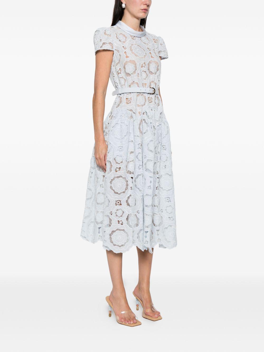 Abito Midi In Pizzo RS26167MBBL BLUE SELF-PORTRAIT 