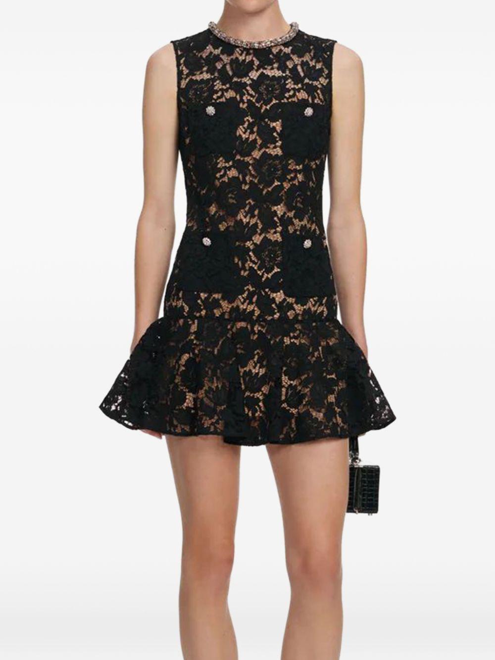 Black Lace Crystal Mini Dress SS26164SBB BLACK SELF-PORTRAIT 