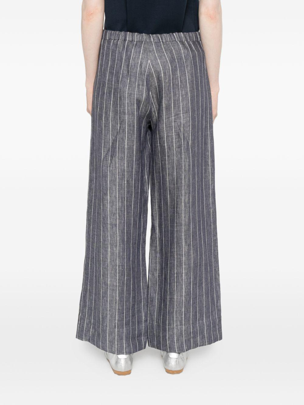 Pantalone in lino gessato effetto denim blu marino SMMCRESTA 001 DARK BLUE S MAX MARA 