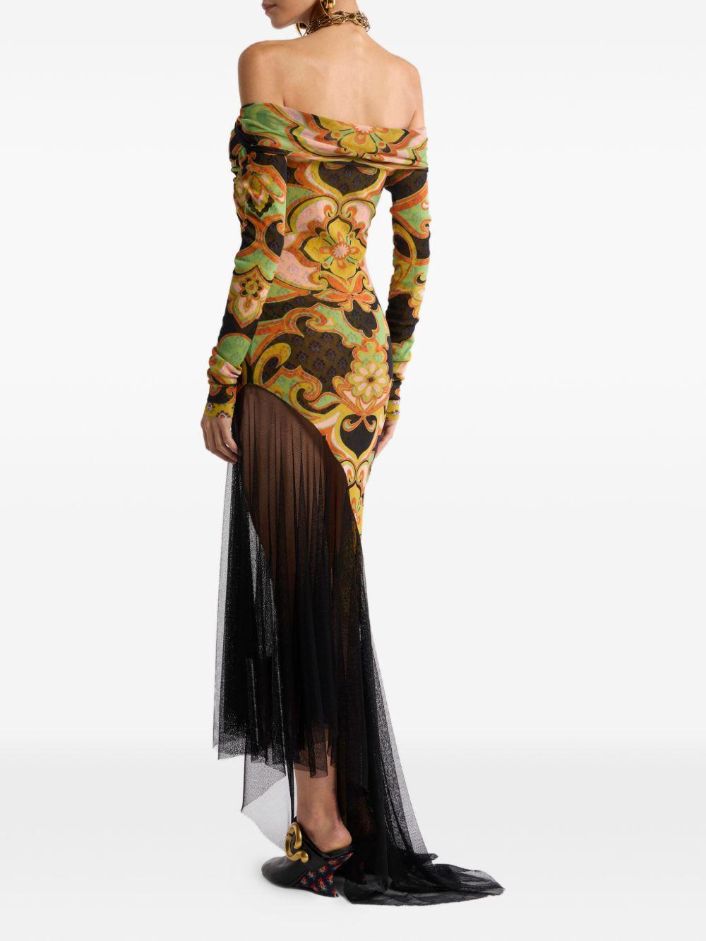 Abito midi asimmetrico in tulle con stampa floreale WRHA059699IAS67 X0812 ETRO 