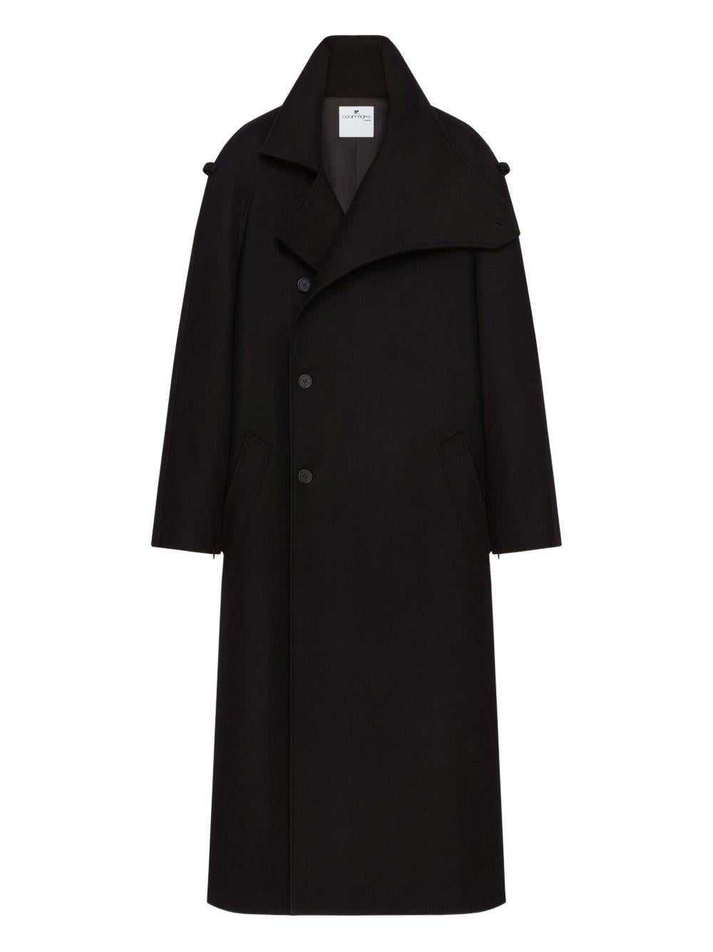 Oblique Wool Trench Coat 325CMA236WO0036 9999 BLACK COURREGES 