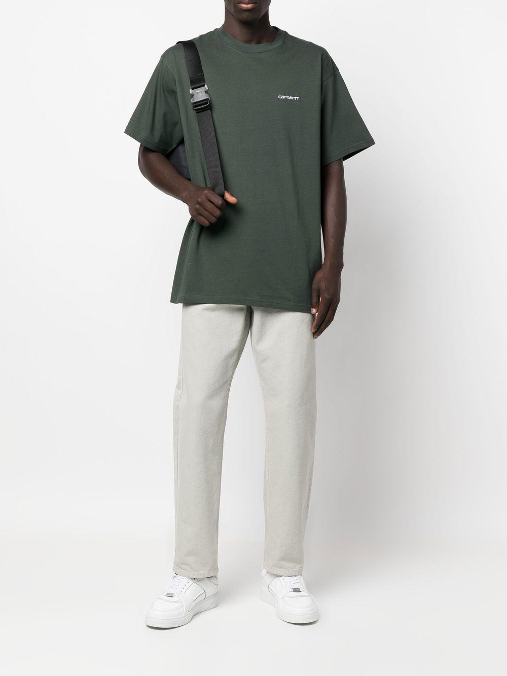 S/S Script Embroidery T-Shirt I030435 3LUXX LEAF WHITE CARHARTT WIP 