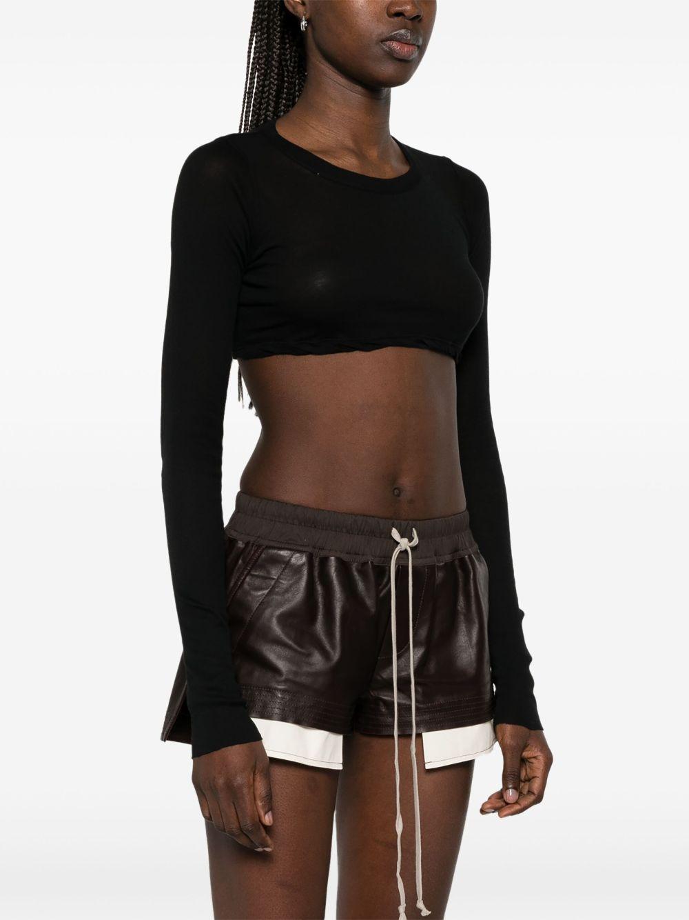 Longsleeved cropped T-shirt RP01E7220UC 09 BLACK RICK OWENS 