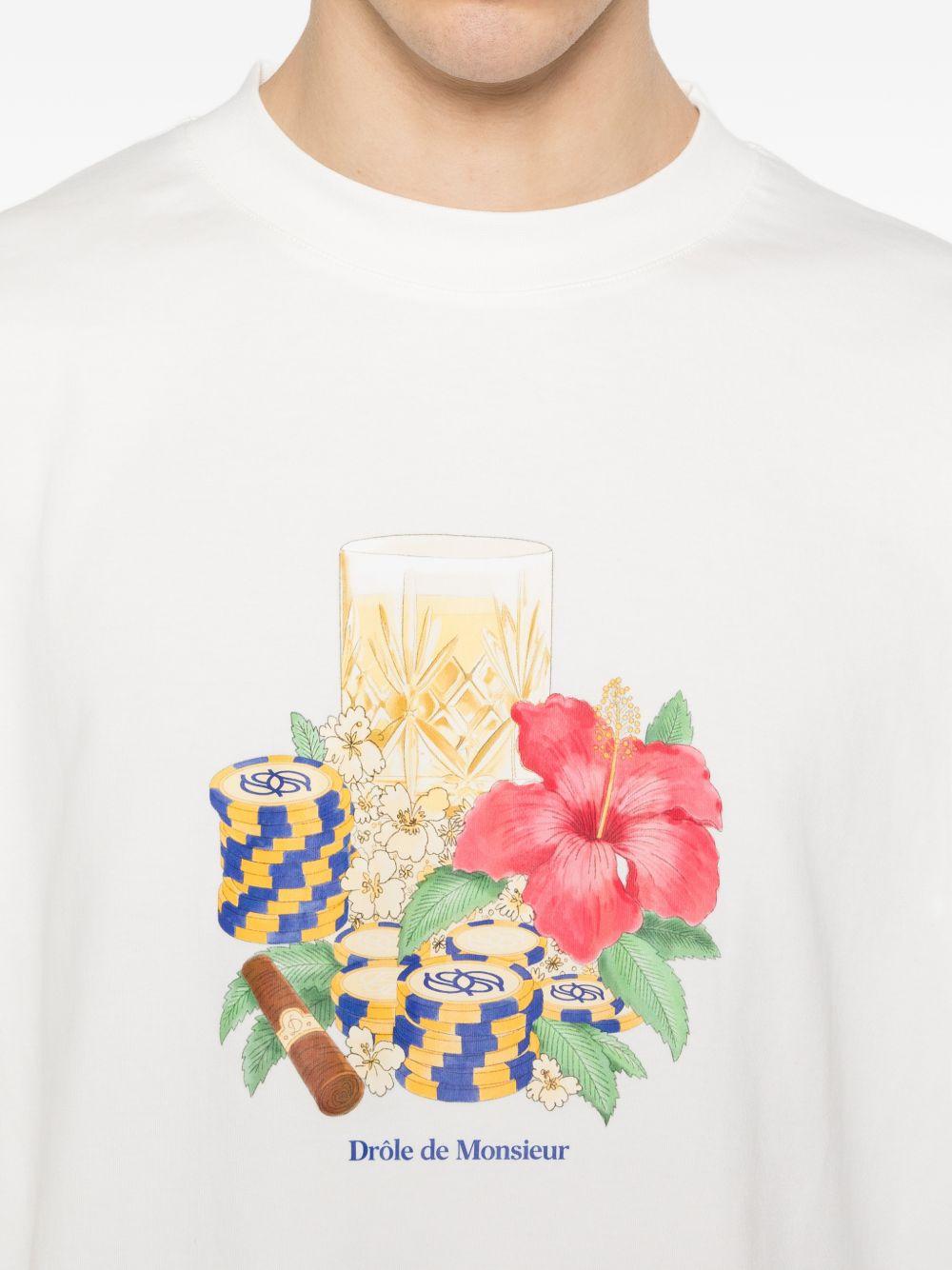 T-Shirt Hibiscus Club KTS300CO002 OFF WHITE DROLE DE MONSIEUR 