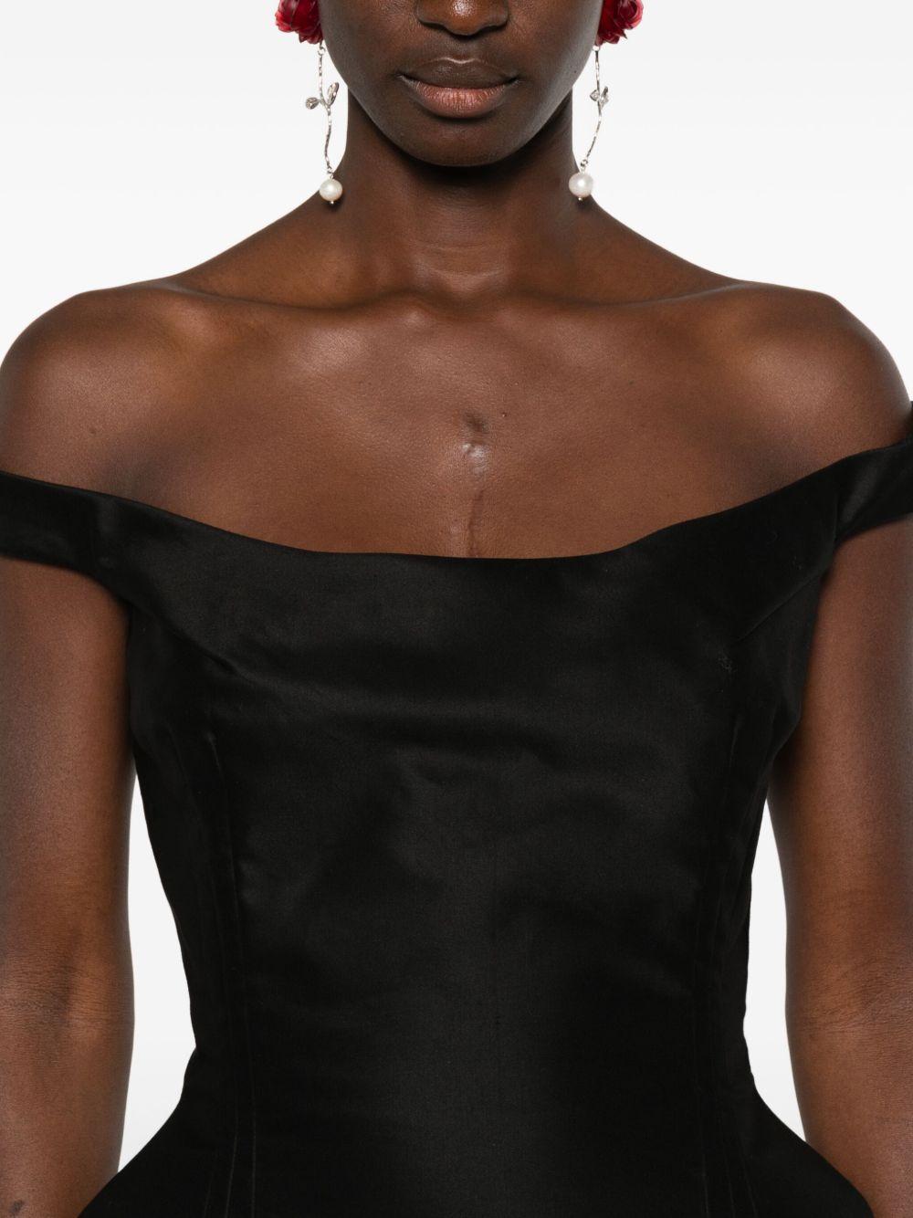 Off-shoulder hip pad midi dress 186725 BLACK MAGDA BUTRYM 