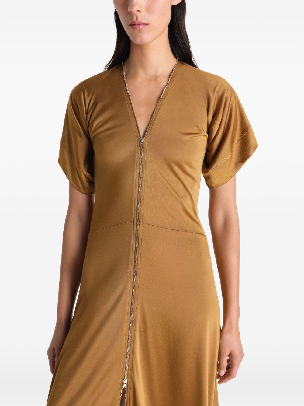 Zip Dress in Viscose Cotton Jersey DR1144LJ1049 BR426 CINNAMON BROWN LEMAIRE 