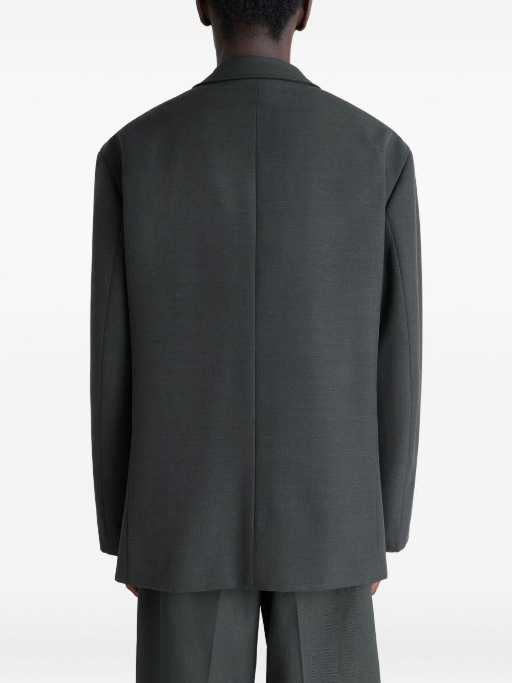 Soft Double Breasted Jacket - Coal Tropical Wool Blend JA1063LF414 BK996 COAL LEMAIRE 