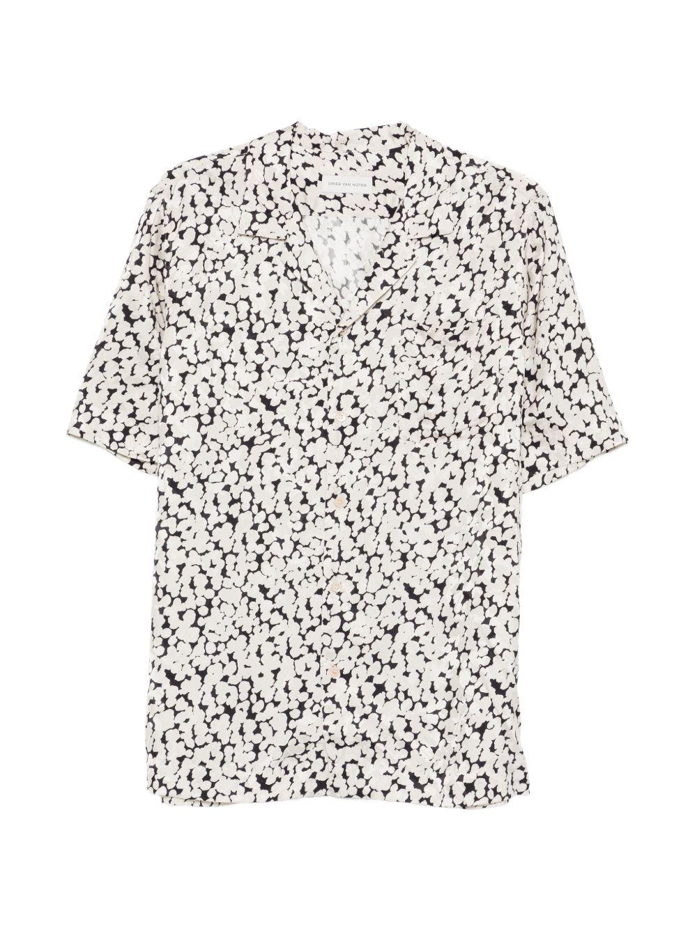Animalier Floral Viscose Jacquard Shirt CARLTONE3030 5 ECRU DRIES VAN NOTEN 