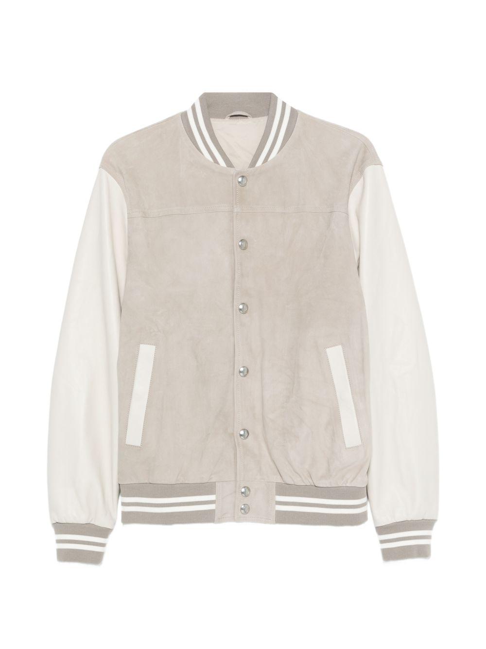 Bomber In Pelle Bicolore M75GBTM23PEL0M025 0700 VERDE AVORIO ELEVENTY 