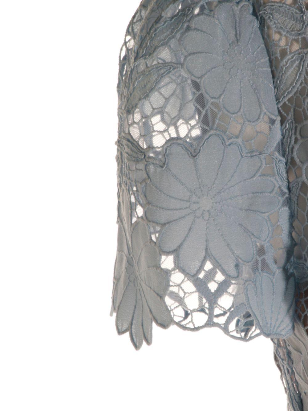 Abito midi blu in pizzo con fiocco al collo PF26111MBL BLUE SELF-PORTRAIT 