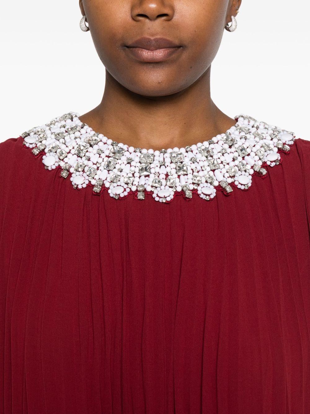 Abito Midi in Chiffon Burgundy con Piume SC25032MBU BURGUNDY SELF-PORTRAIT 