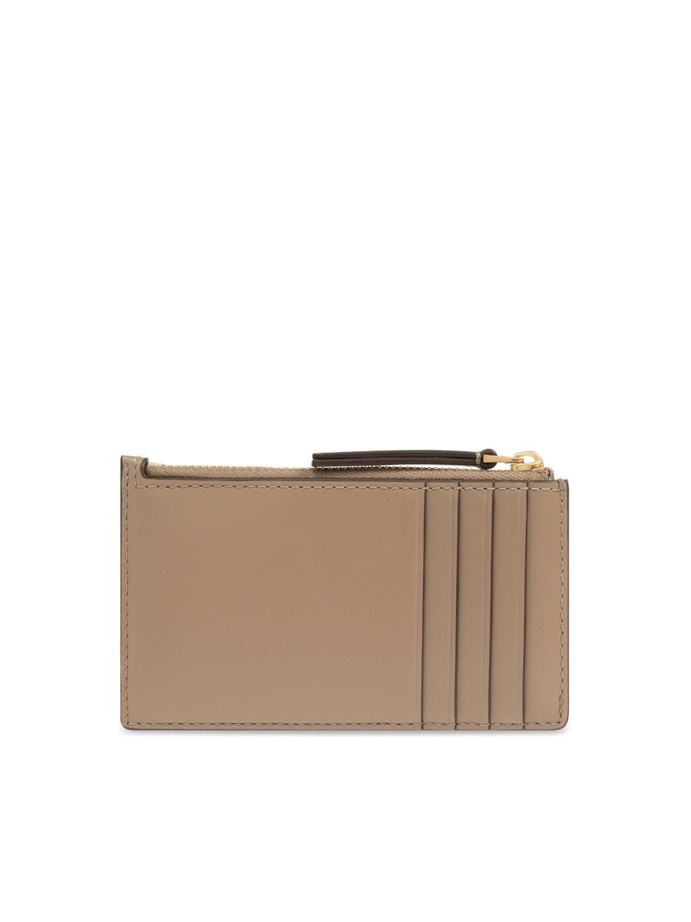 Portacarte Kira trapuntato a motivo diamante con zip 158629 250 TAUPE OAK TORY BURCH 