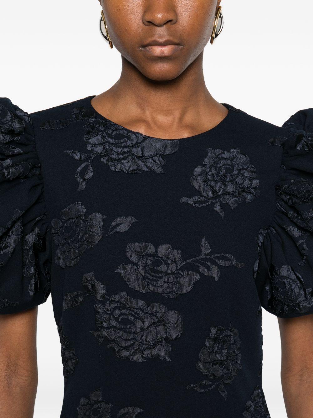 Jacquard Midi Puff Dress Dark Blue 1151172318 2318 SKY CAPTAIN ROTATE 