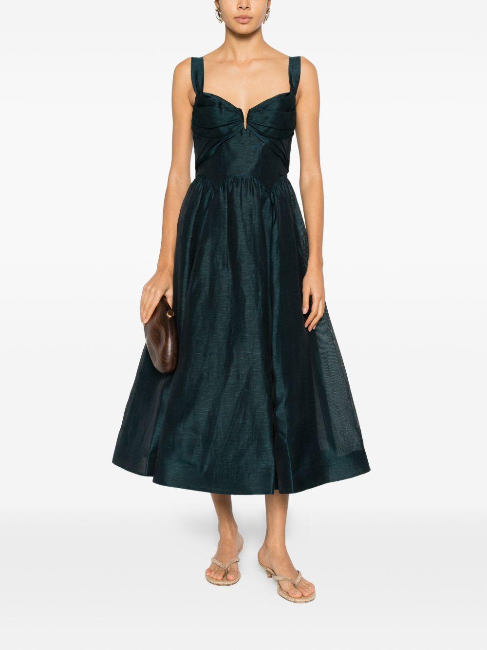 Pleated straps dress 6847DC261 TEAL ZIMMERMANN 