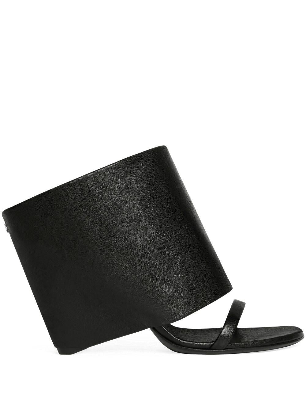 Oblique Wedged Leather Mules 225SSD037AG0030 9999 BLACK COURREGES 