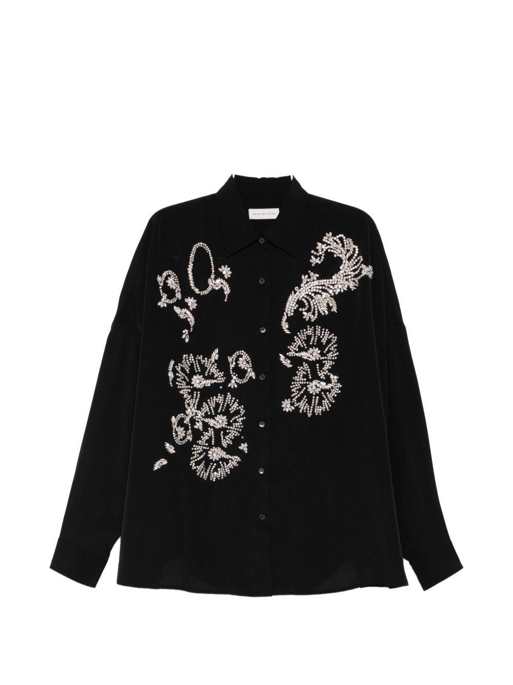 Rhinestones Embellished Shirt CASIAEMB3078 900 BLACK DRIES VAN NOTEN 