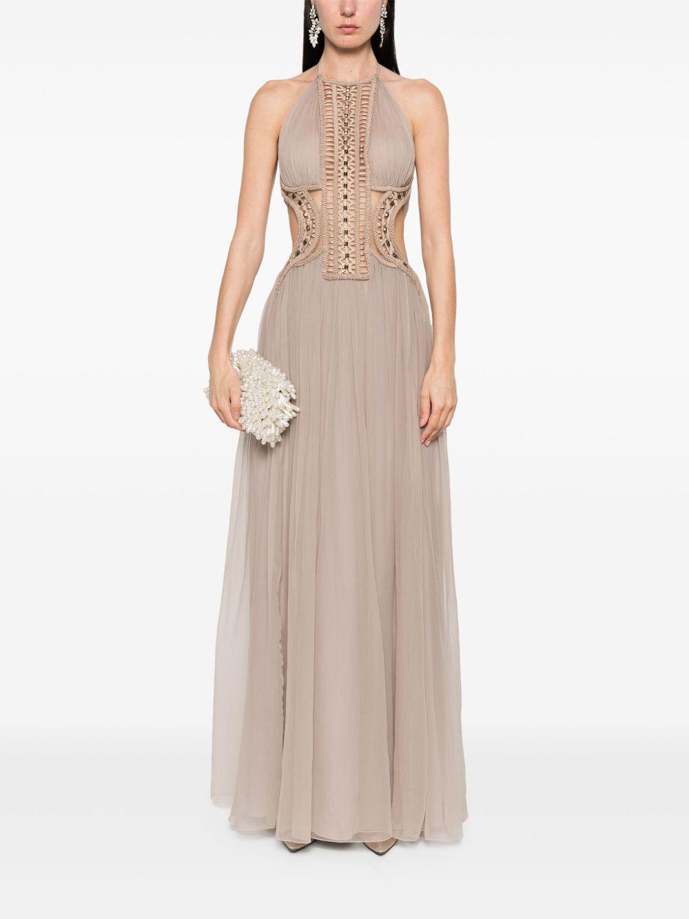 Abito lungo in tulle con ricami<BR/><BR/> A0460157 82 ALBERTA FERRETTI 