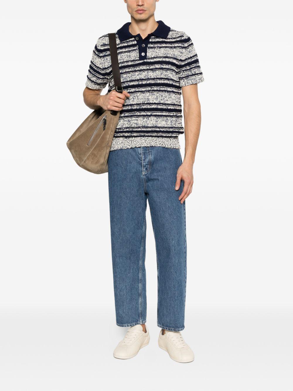 Polo in maglia mouliné a righe B9AB0045 436 NAVY AMARANTO 
