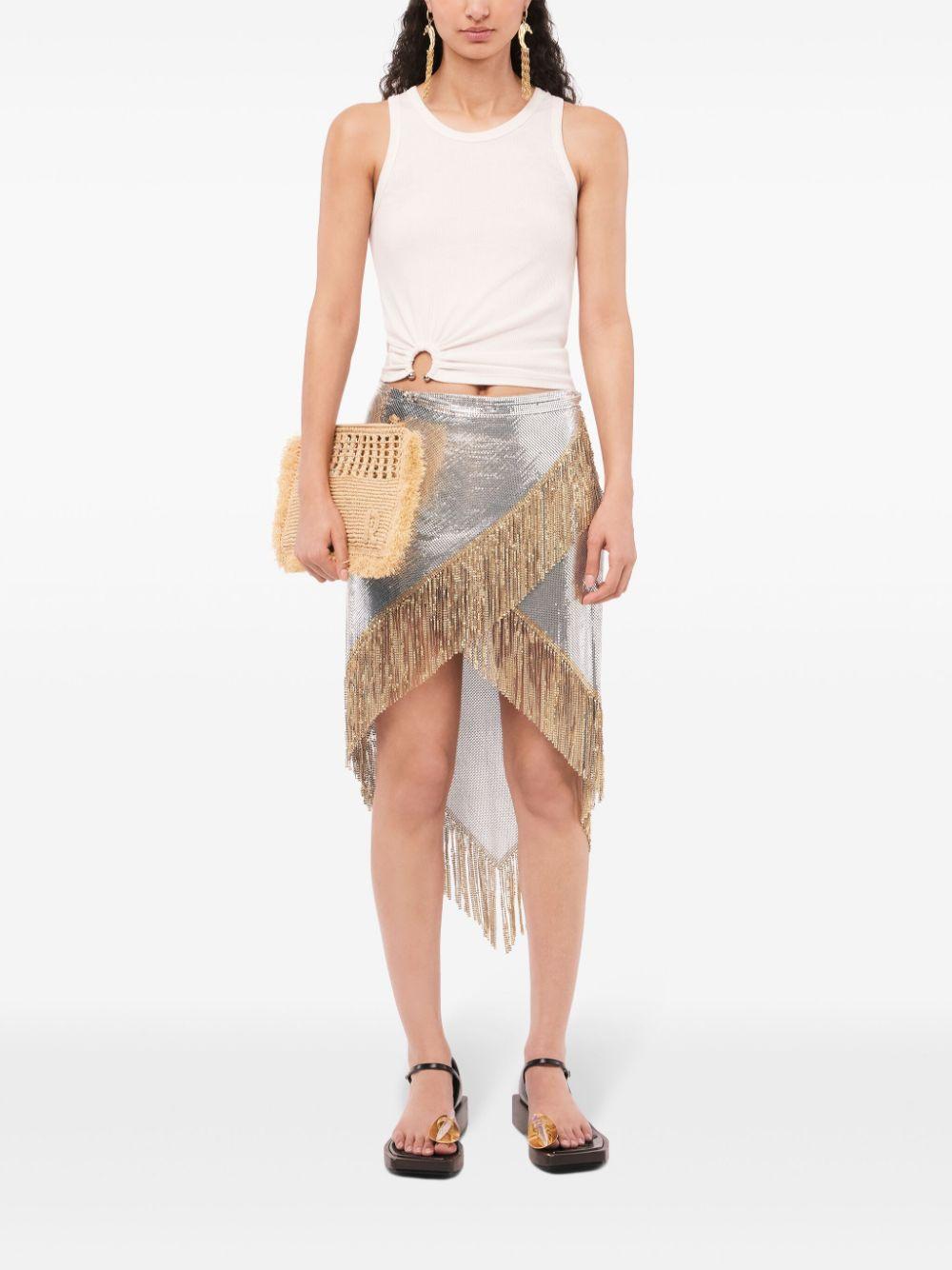 Canotta asimmetrica con arricciatura 24FJTE165CO0530 P100 WHITE RABANNE 