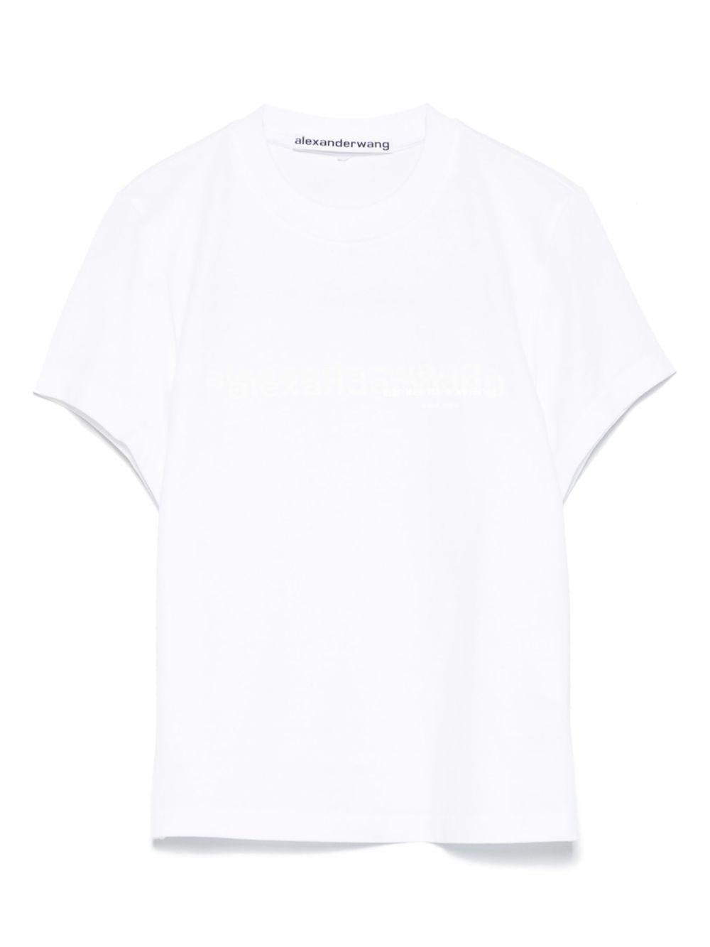 T-shirt Bianca Effetto Ristretto con Logo 1CC3251103 120 VINTAGE WHITE ALEXANDER WANG 