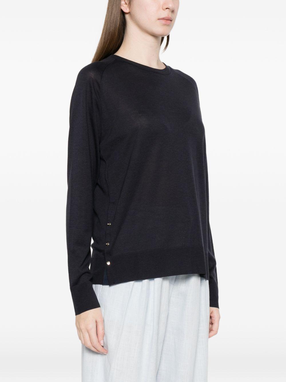 T-shirt a Maniche Lunghe in Glam Knit Effect JG000311D52056 9200 BLUE NAVY HERNO 