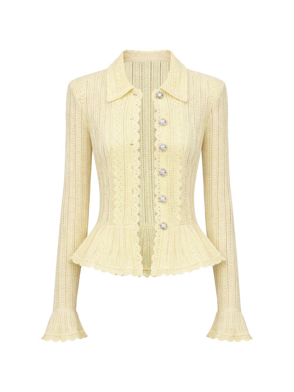 Yellow Pointelle Cardigan SS26049CY YELLOW SELF-PORTRAIT 