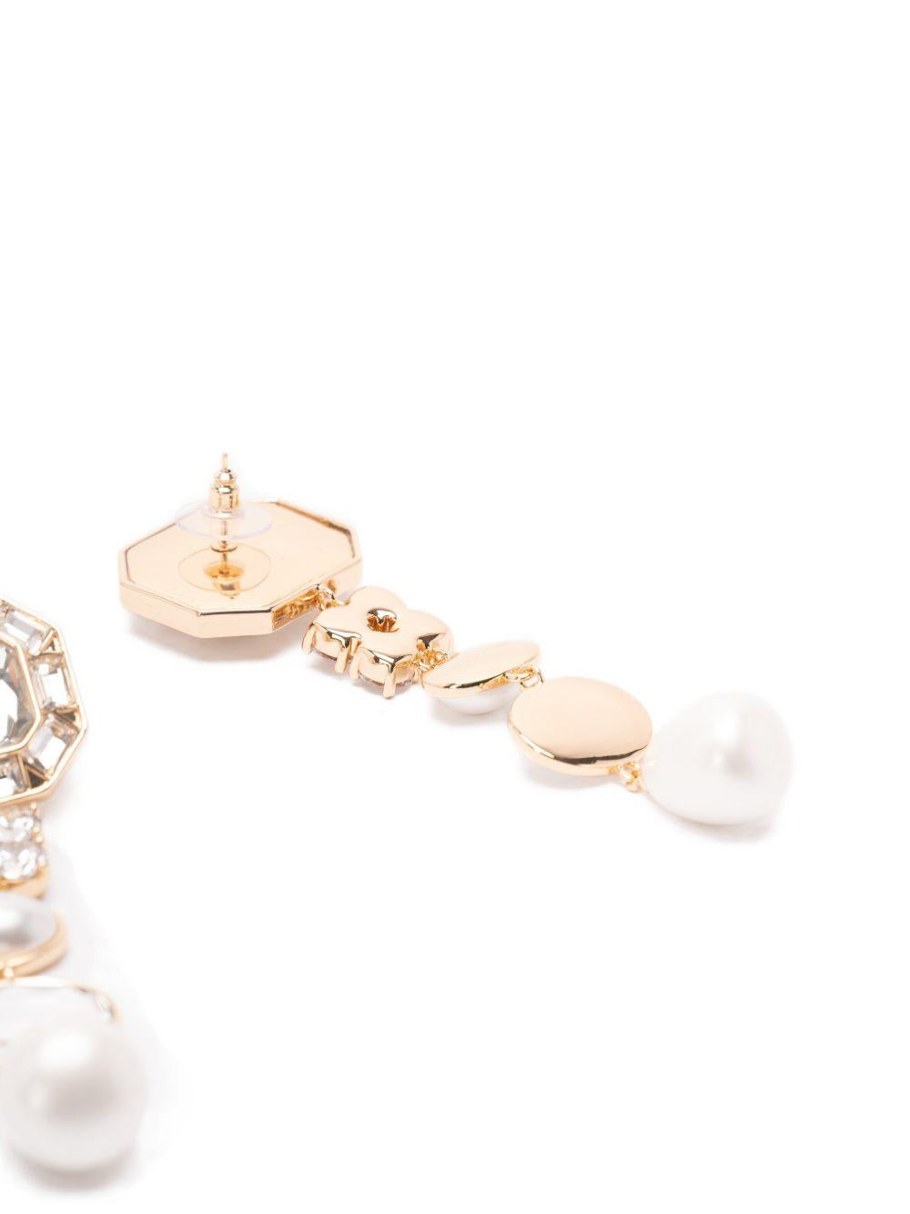 Gold Crystal Pearl Tiered Earrings SS26629EGD GOLD SELF-PORTRAIT 