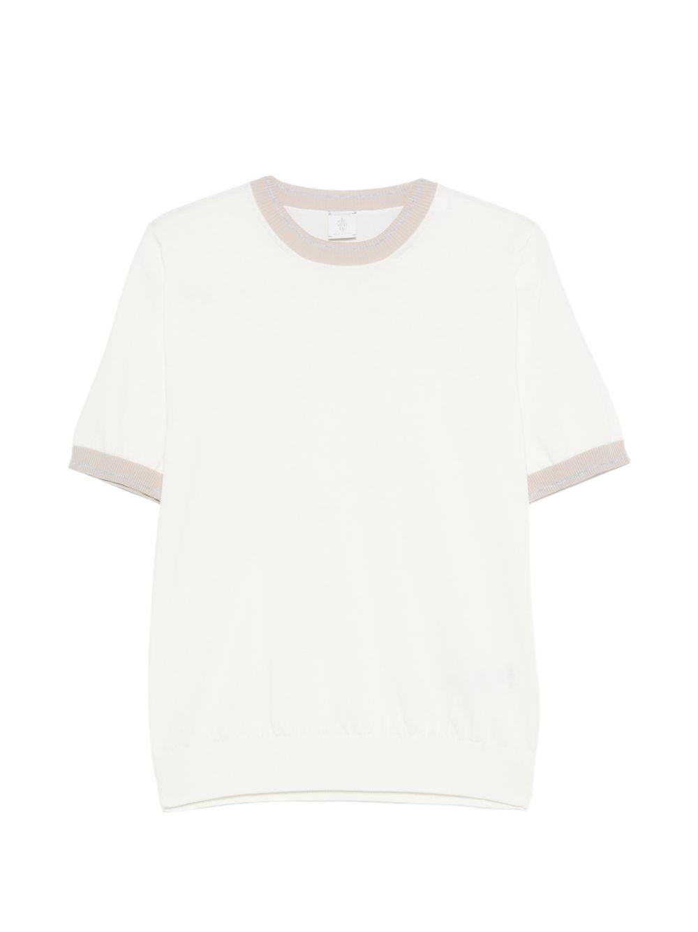 Maglia girocollo in cotone M76MAGM19MAG0M013 010213 BIANCO SABBIA GRIGIO ELEVENTY 