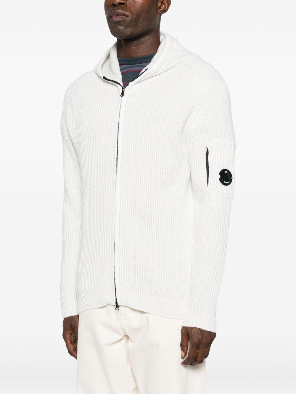 Fleece Knit Hooded Sweater 19CMKN258A006170A M12 WHITE MELANGE CP COMPANY 