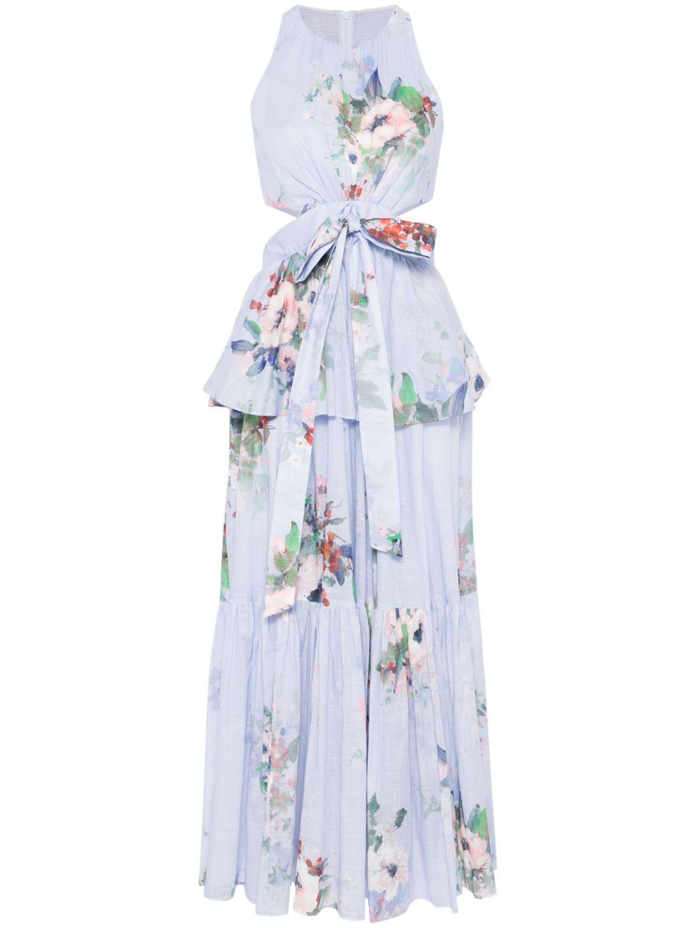 Abito midi Everley 1242DRS255 LIGHT BLUE WATERCOLOUR FLORAL ZIMMERMANN 