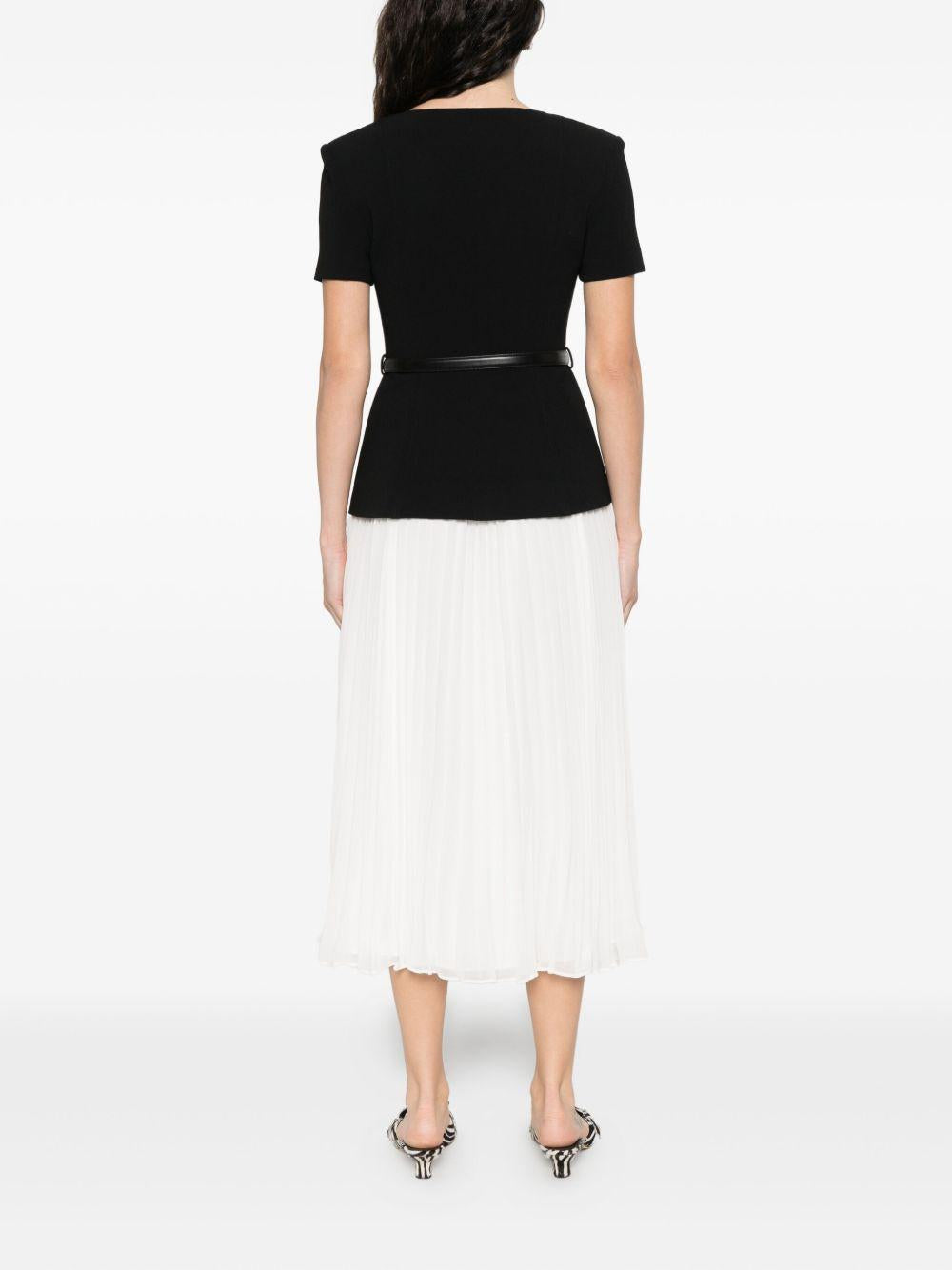 Black Tailored Contrast Chiffon Midi Dress AW25082MAB BLACK SELF-PORTRAIT 