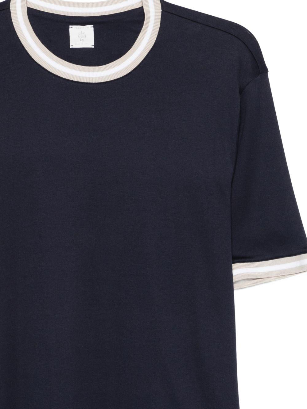 T-shirt girocollo in jersey di cotone M75TSHM13TES0M291 110301 BLUE TORTORA BIANCO ELEVENTY 
