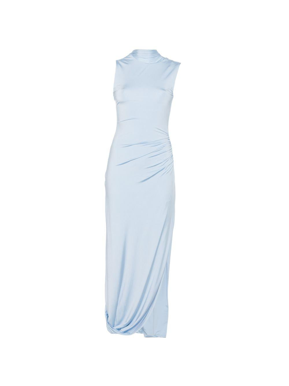 Abito lungo drappeggiato in jersey PF26054XABL BLUE SELF-PORTRAIT 