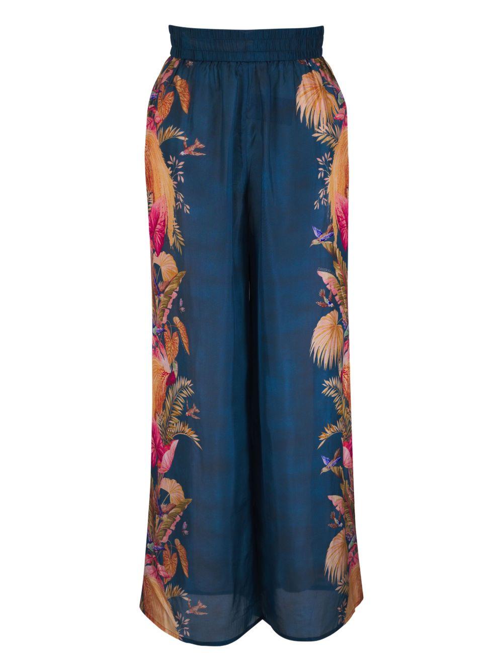 Pantaloni ampi con stampa a fiori 3575PSS253 DARK BLUE FLORAL ZIMMERMANN 