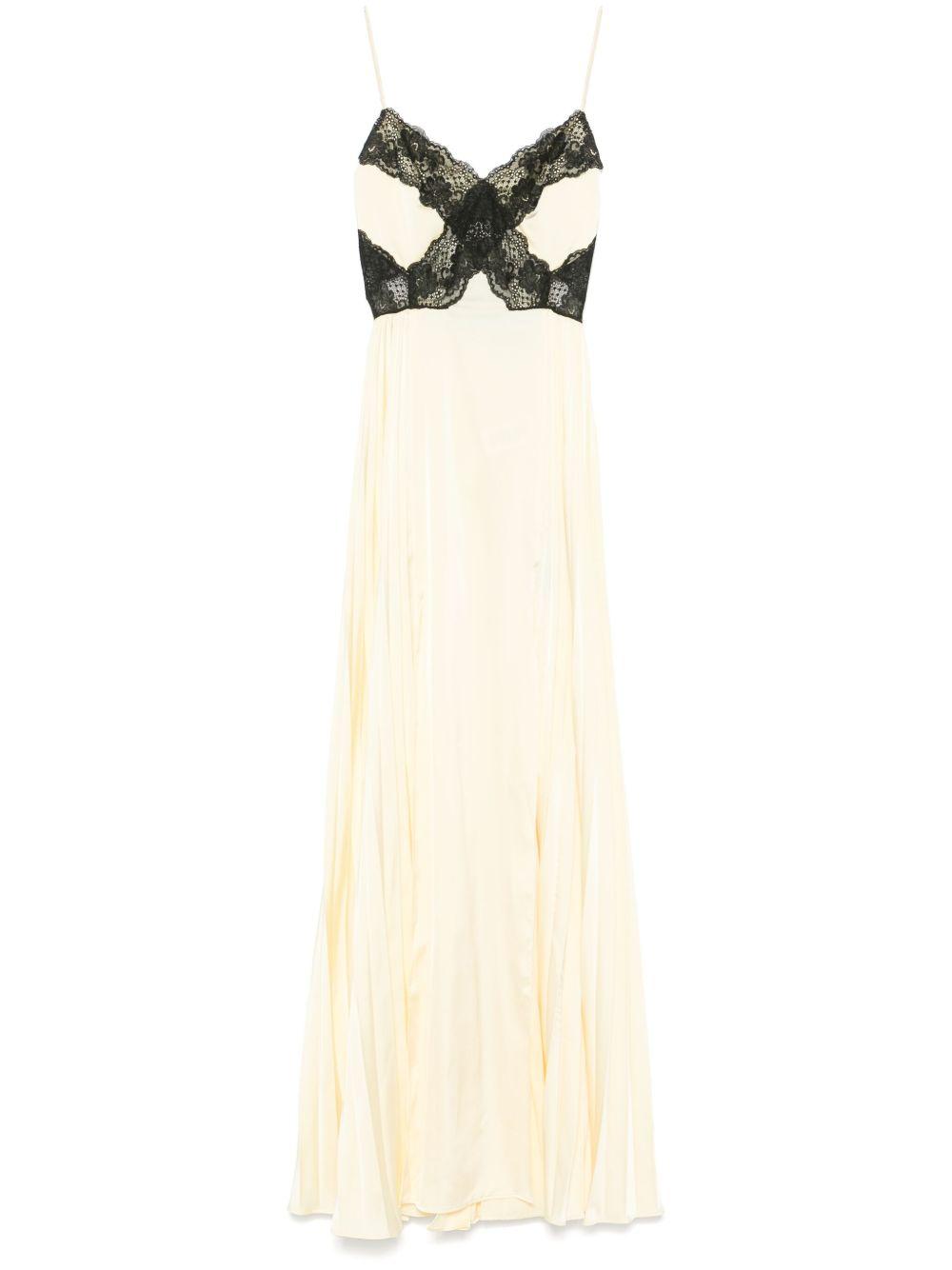 Satin lace maxi dress SS25039XY YELLOW SELF-PORTRAIT 