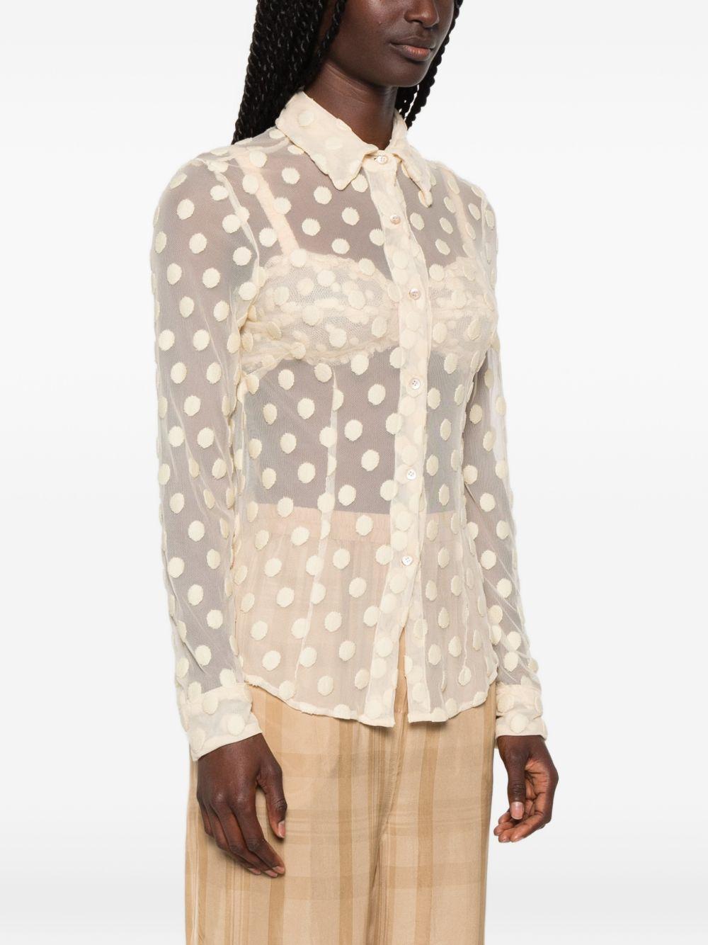 Fitted Mesh Cotton Shirt CLOUDY3291 5 ECRU DRIES VAN NOTEN 