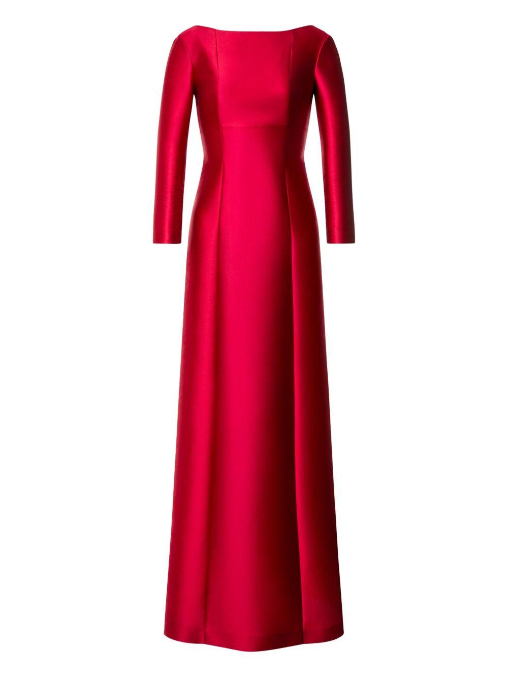 Abito in Mikado a Maniche Lunghe 252M04695146 0112 ROSSO ALBERTA FERRETTI 