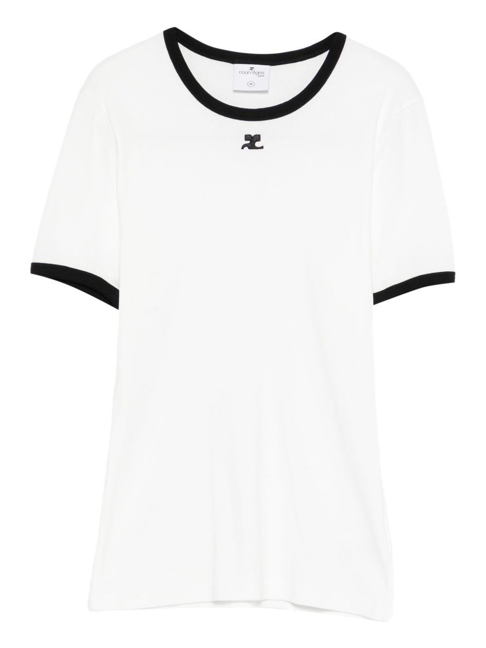 Signature Contrast T-shirt VESJTS020JS0070 0098 WHITE BLACK COURREGES 