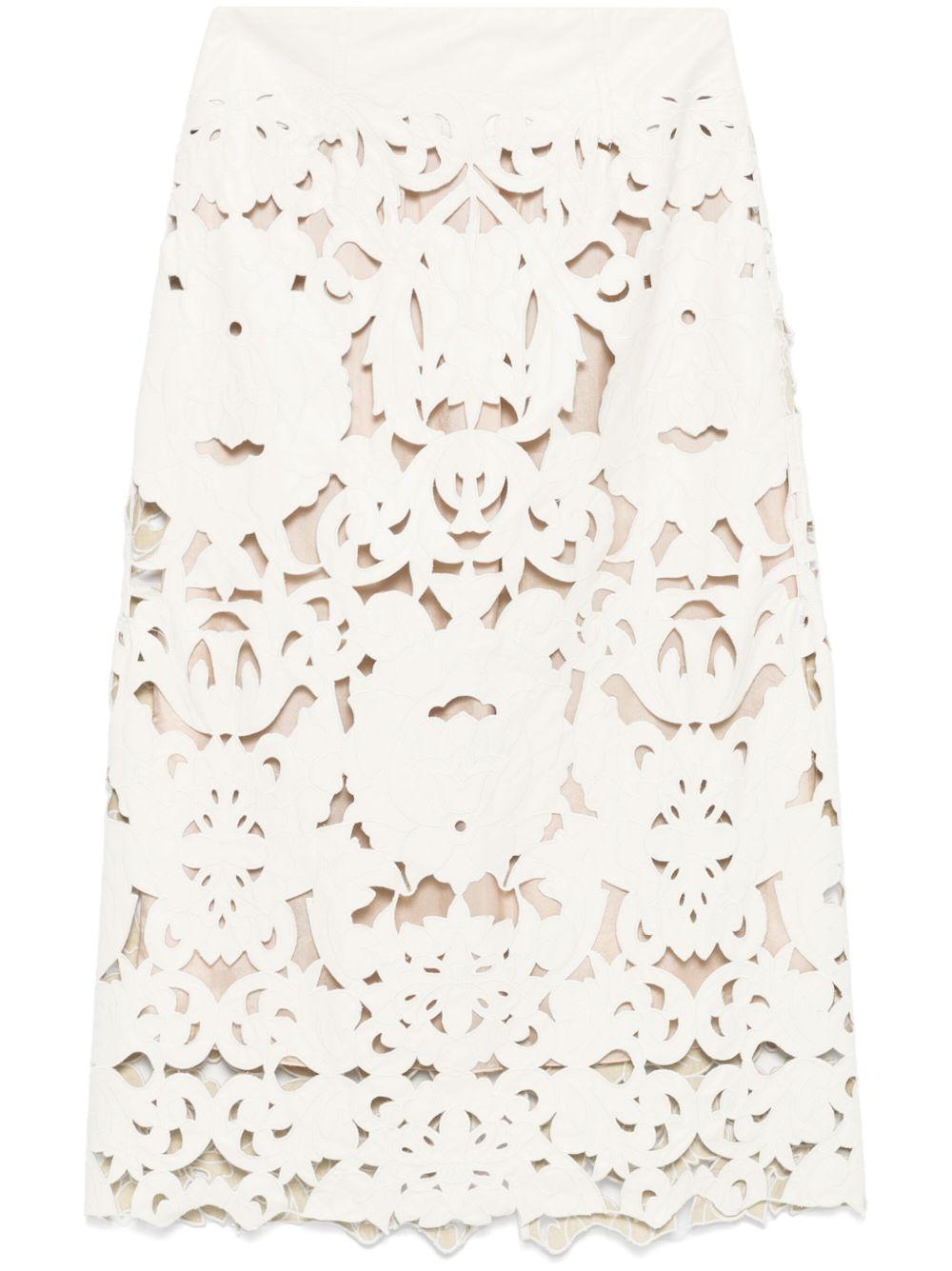 Gonna in pelle con ricamo "Poetic Orchid"<BR/> 13801 ORCHIDEA FORTE FORTE 