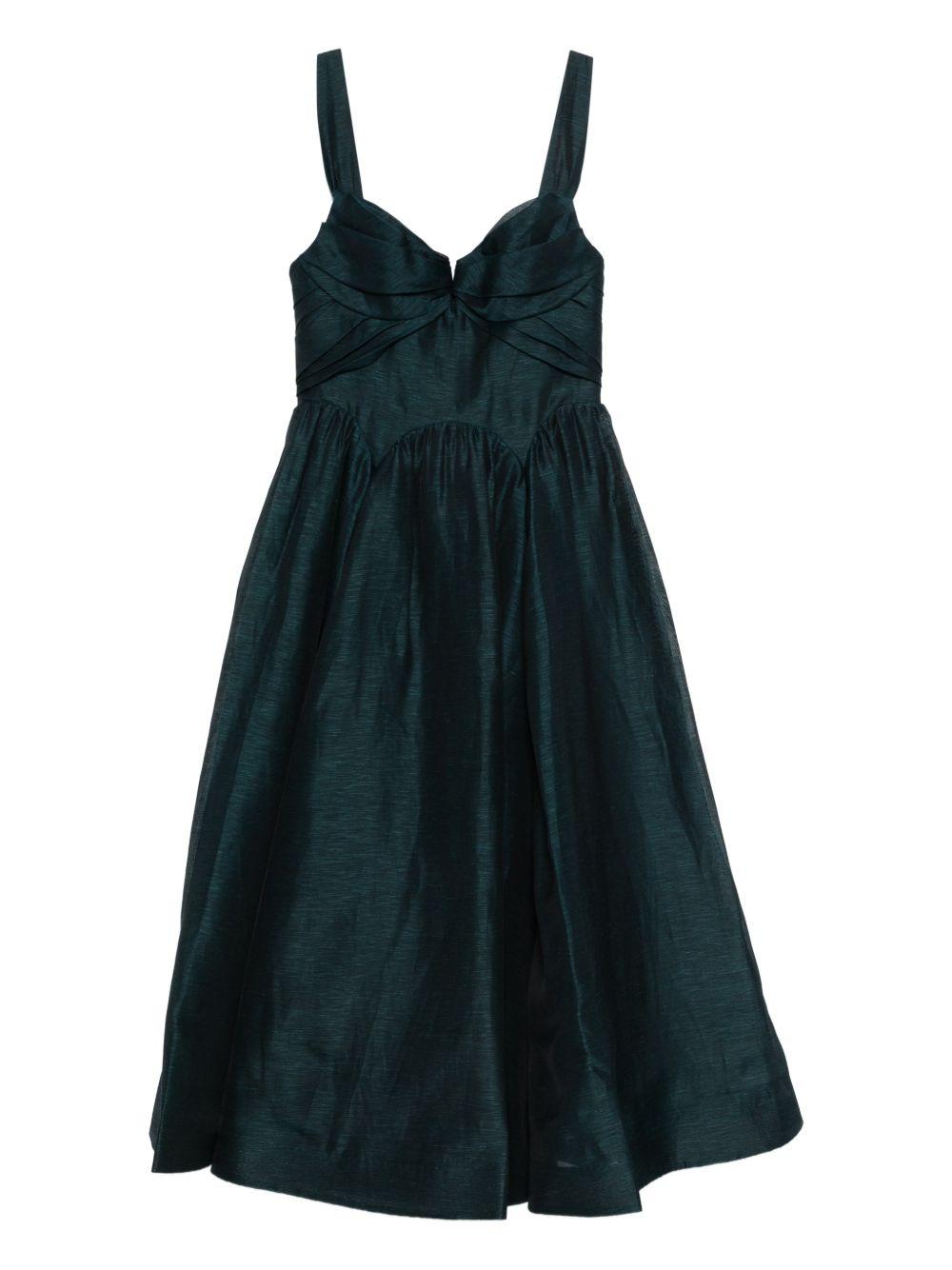 Pleated straps dress 6847DC261 TEAL ZIMMERMANN 