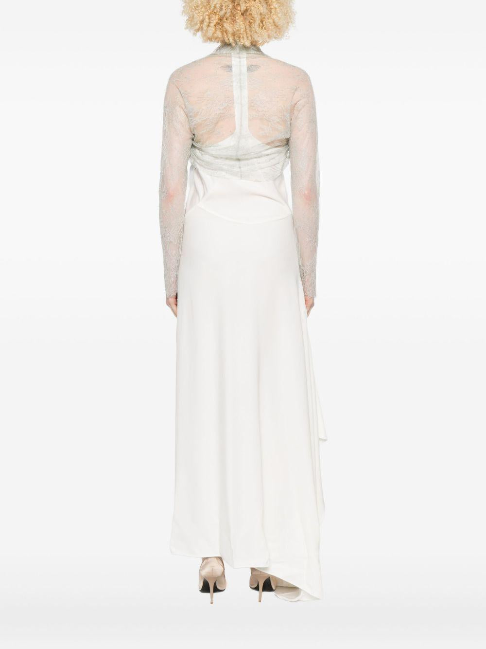 Giacca in Pizzo a Maniche Lunghe 252U33026620 0483 GHIACCIO ALBERTA FERRETTI 