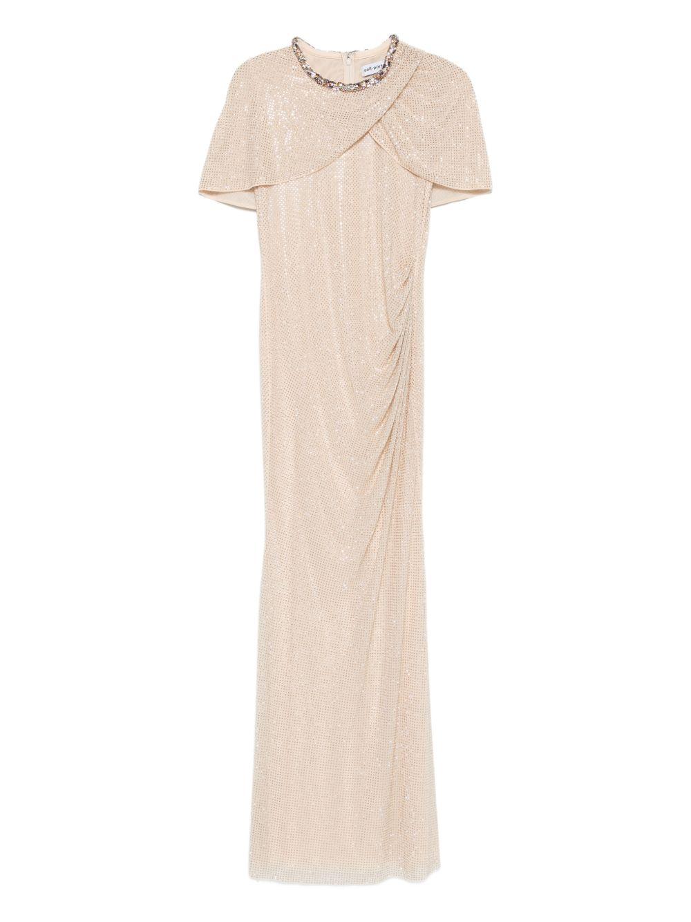 Maxi Abito Con Cristalli RS26502XCH CHAMPAGNE SELF-PORTRAIT 