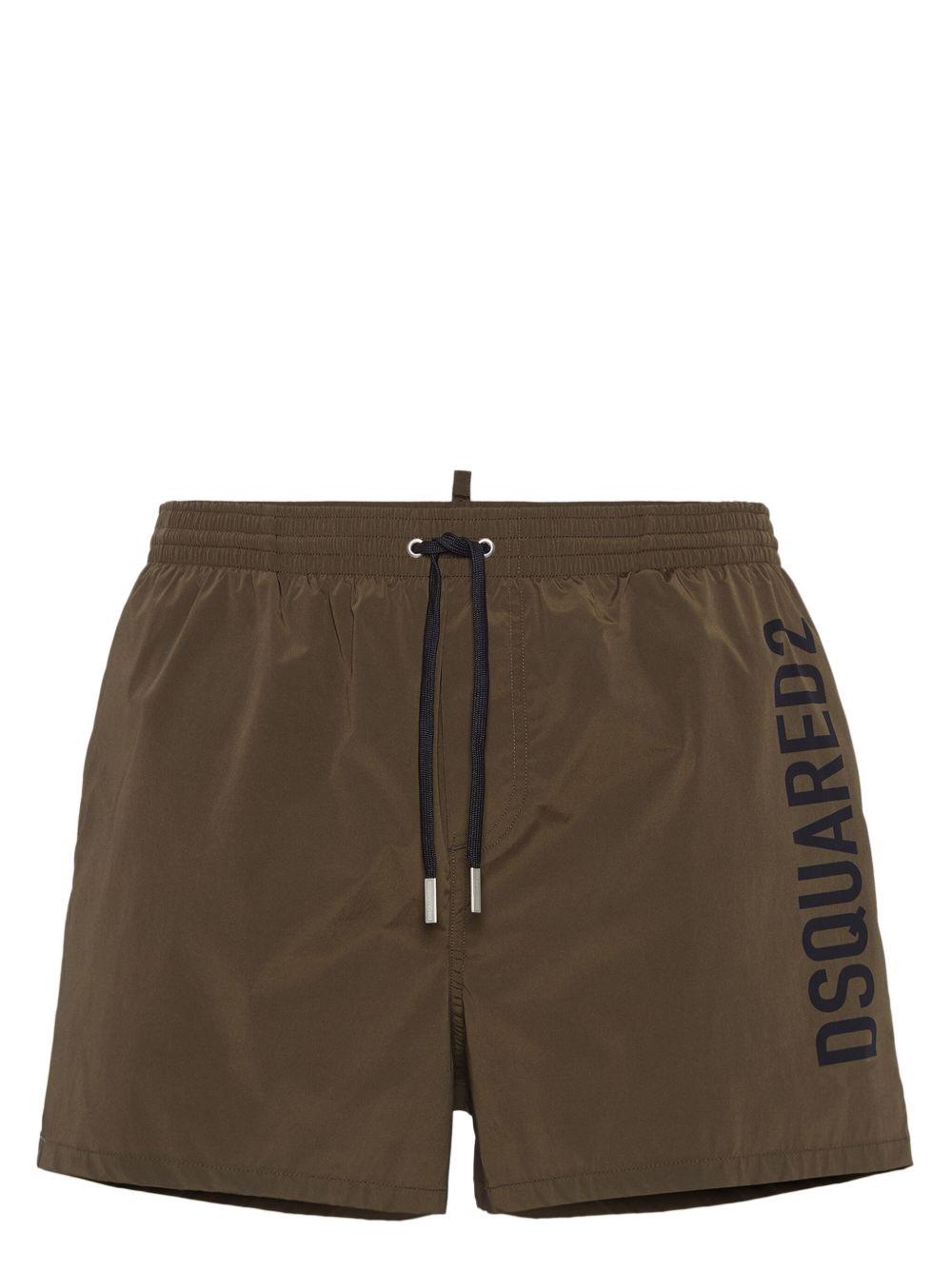 Side Logo Midi Swim Boxer D7B646000 307 MILITARY DSQUARED2 