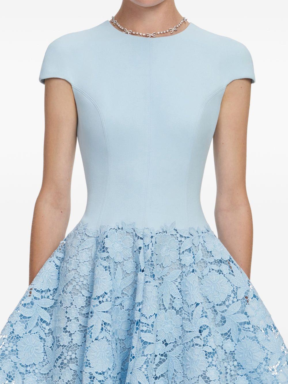 Blue Crepe Lace Mini Dress SS26095SBL BLUE SELF-PORTRAIT 