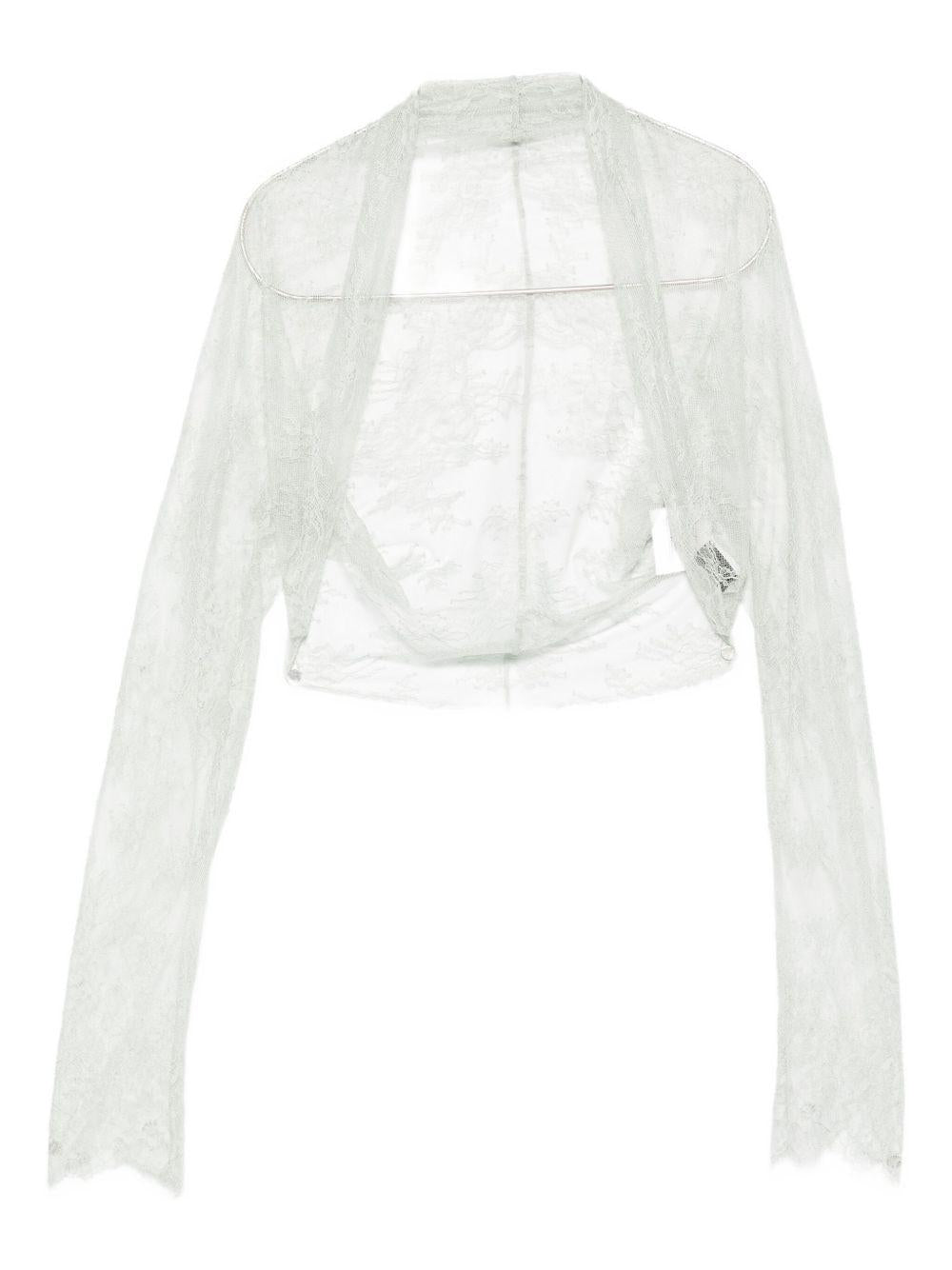 Giacca in Pizzo a Maniche Lunghe 252U33026620 0483 GHIACCIO ALBERTA FERRETTI 