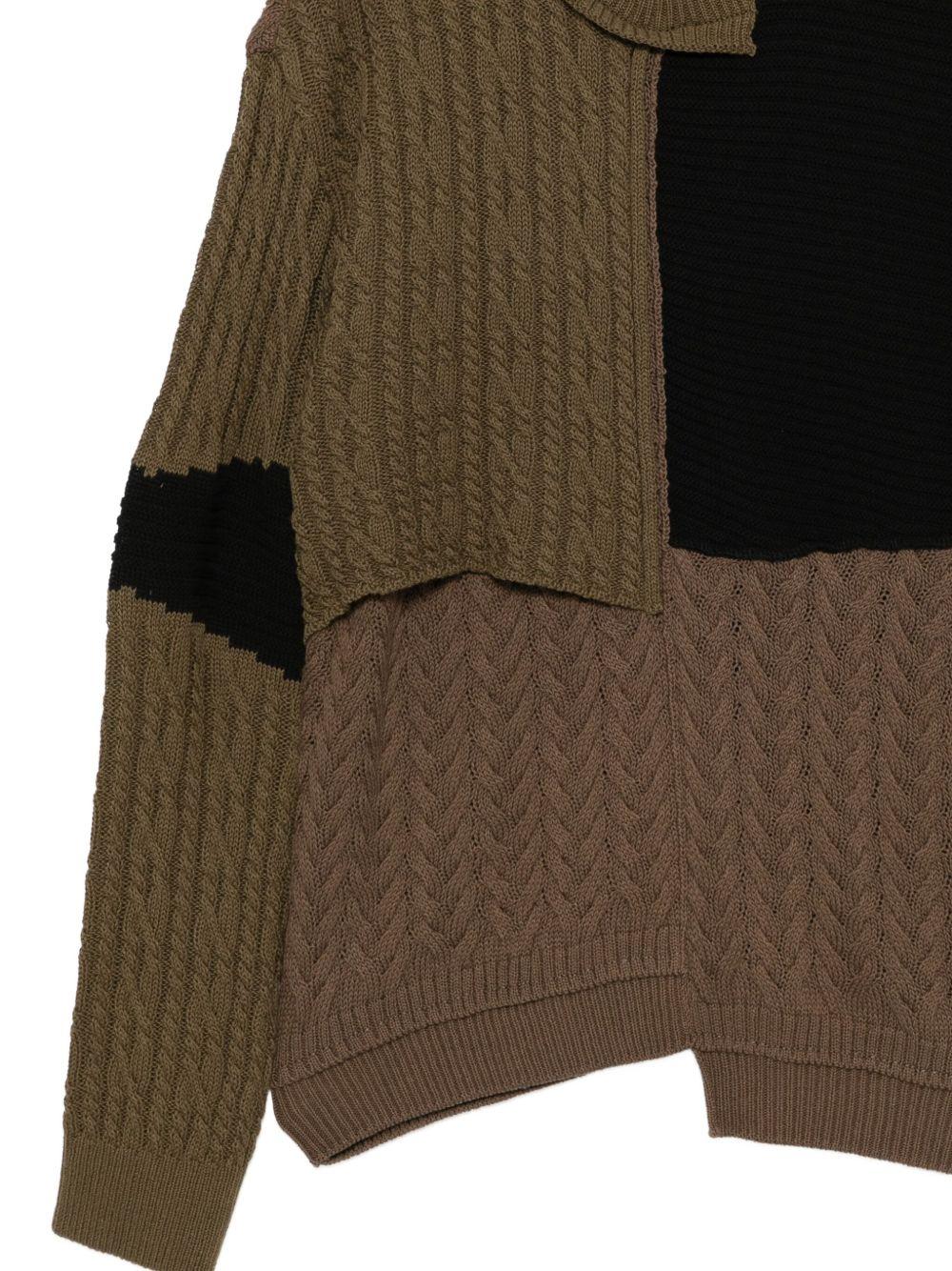 Patchwork Asymmetric Crewneck Sweater ATB1330M MULTI ANDERSSON BELL 