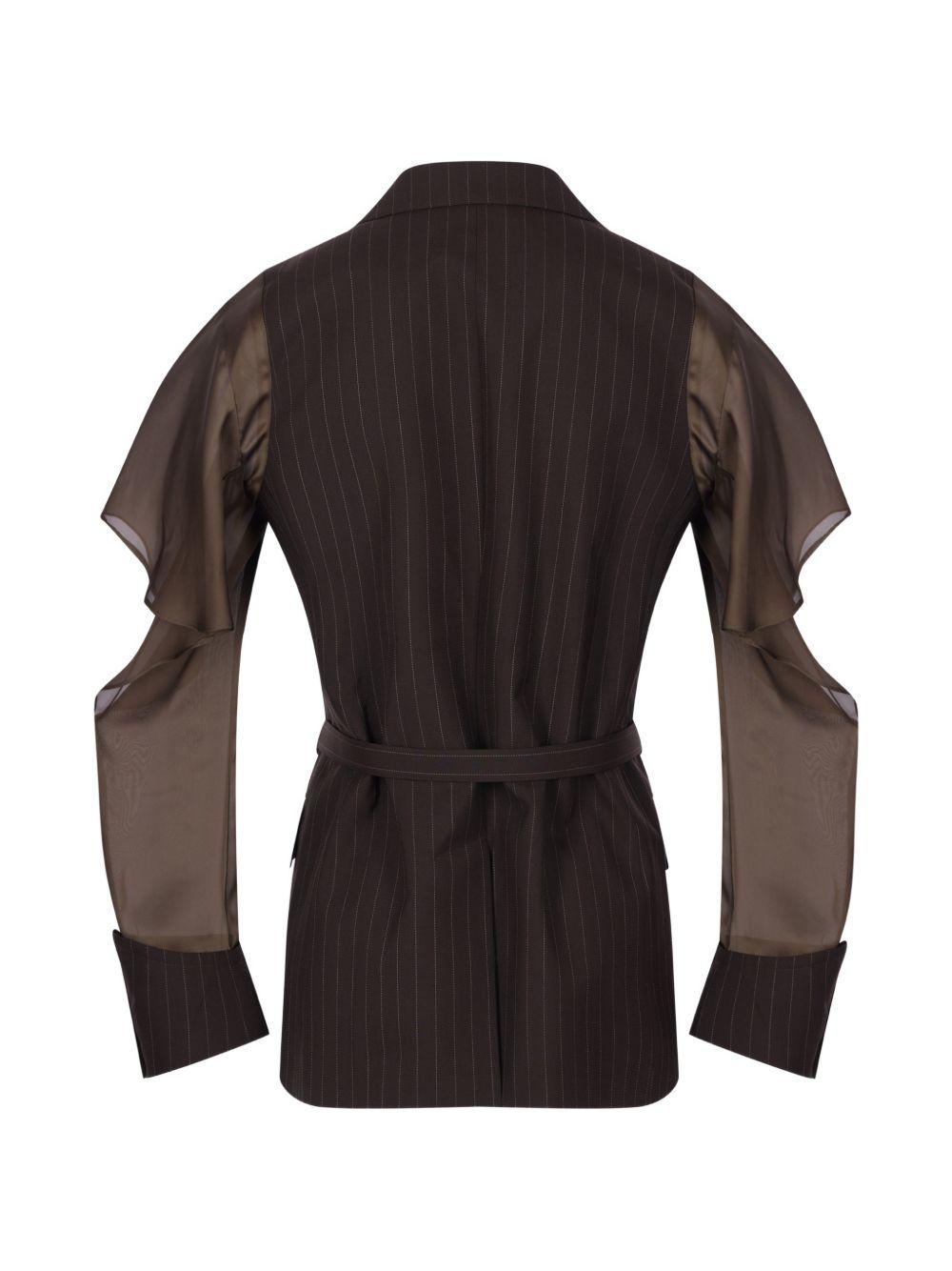 Chalk Stripe Blazer 2608355 612 BROWN KHAKI SACAI 